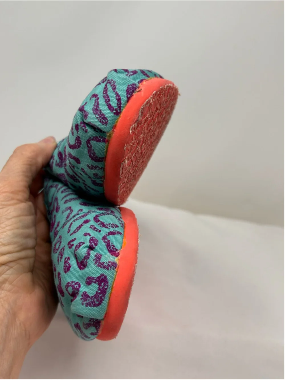 TOMS Teal Purple Leopard Print Alpargata Slip-On Flats Size 7